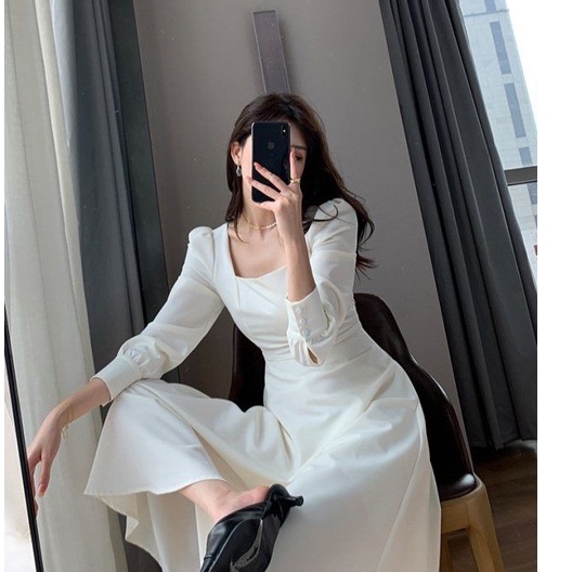 Korea Dress Vintage Long Sleeves Maxi Dress Import Party Dress-2