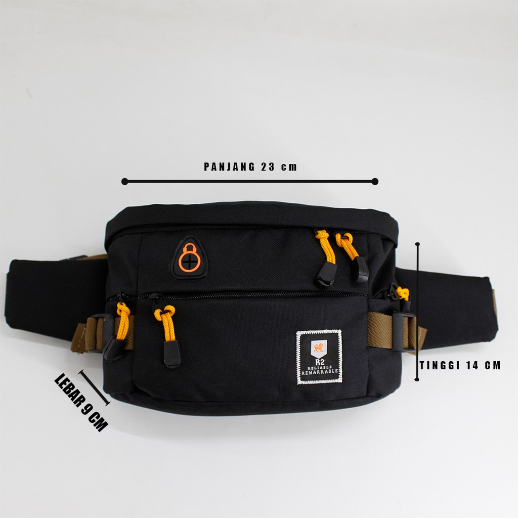 Selempang Pinggang Pria  ZAMZAM Terbaik / Terlaris / Tas Pinggang Pria R2 006 / Waistbag Unisex Polos C