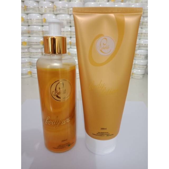 PAKET BODY LOTION + BODY SHOWER BEBWHITE C / PEMUTIH BADAN AMAN HALAL BPOM