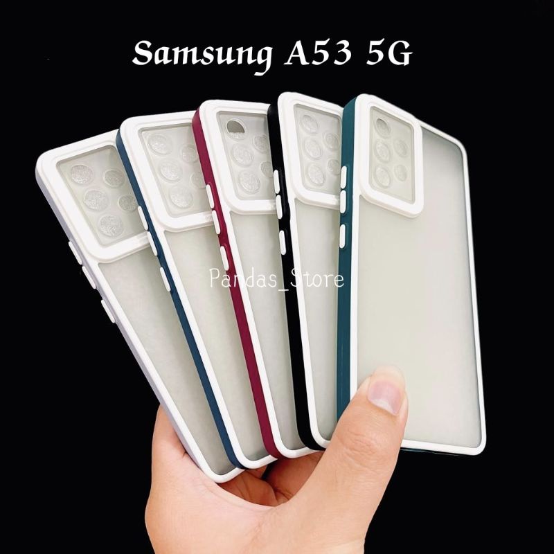 Pro Hybird Samsung A53 5G Softcase Halus dan Elegan / Pinggiran Garis Putih Keren (Pandas)