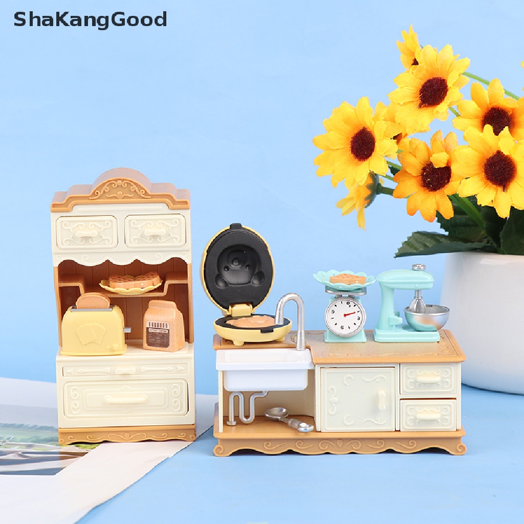 Skid Mainan Miniatur Meja Makan / Kabinet / Dapur Untuk Aksesoris Rumah Boneka