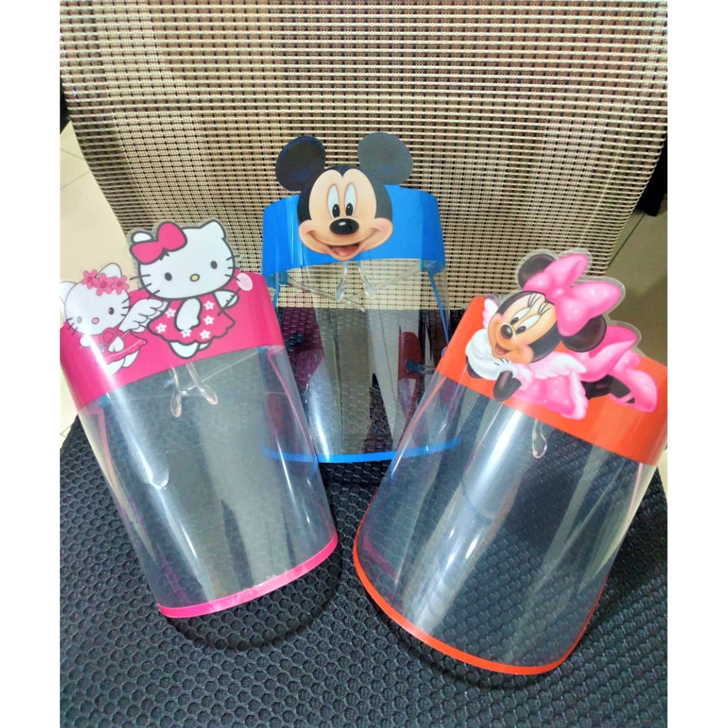 Kacamata Face Shield Anak Karakter Kartun Hello Kitty Minnie Mouse  Mickey Mouse Masker Anak