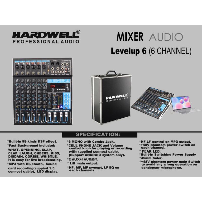 mixer audio hardwell Level up6. live streaming