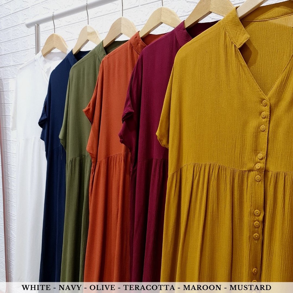 3580 sora button dress busui dress bumil friendly dress katun