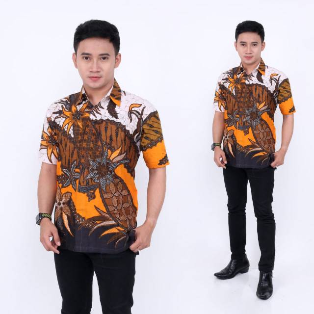 Bswart Batik Hrb026 Kenongo Hem Pendek Padi Pekalongan M L Xl Batik Pria Murah Modern Grosir