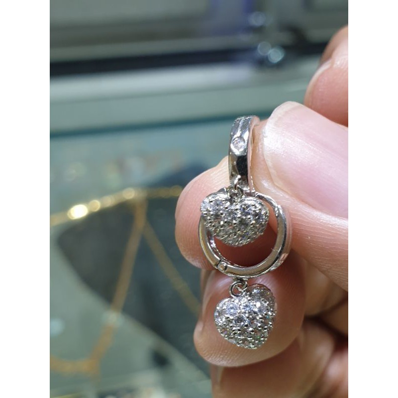 anting jepit bulat emas putih 750 love mpp list polos simple