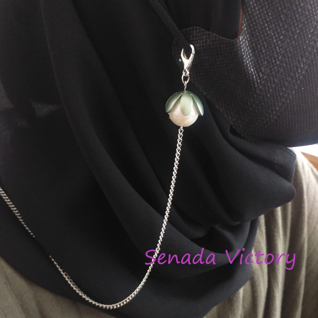 Senada Victory Konektor Kalung Masker Rantai Mutiara Mahkota Hand Made SVKM038