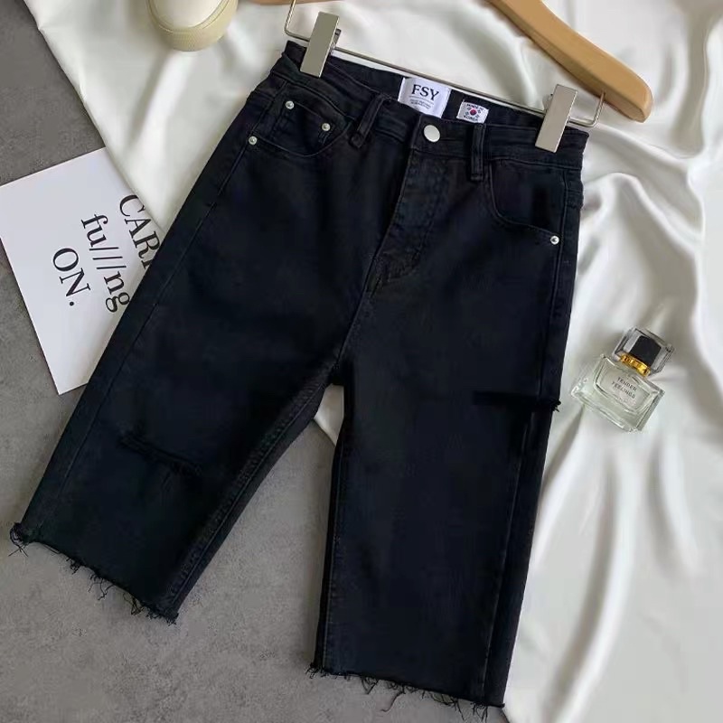 [CLEARANCE SALE] BIKER SHORT JEANS DENIM WANITA  CELANA PENDEK RIPPED PANTS MX862