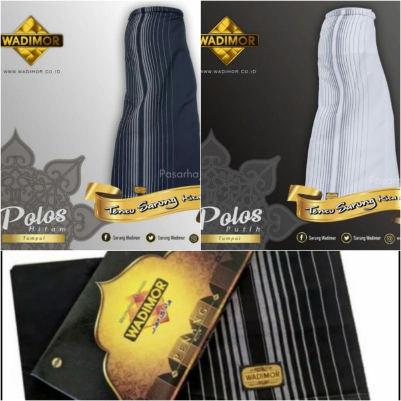 [POLOS TUMPAL&KOTAK] Sarung WADIMOR BLACK & WHITE Motif Tumpal Garis Hitam dan Motif Kotak