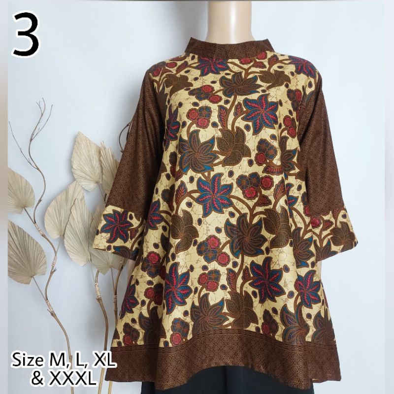 Blus Blouse Atasan Batik Wanita Kantor Kerja Jumbo Aserehe Mataram Primisima-3