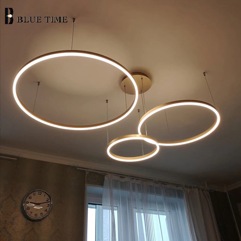 Lampu LED Plafon Modern Ceiling Light 3 Ring 90 W Tri-color - M235 - Golden