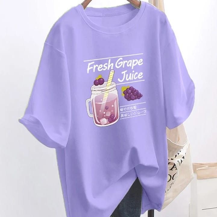 TSHIRT WANITA CASUAL FRESH GRAPE JUICE KAOS WANITA LUCU COTTON PREMIUM HALUS TERBARU,