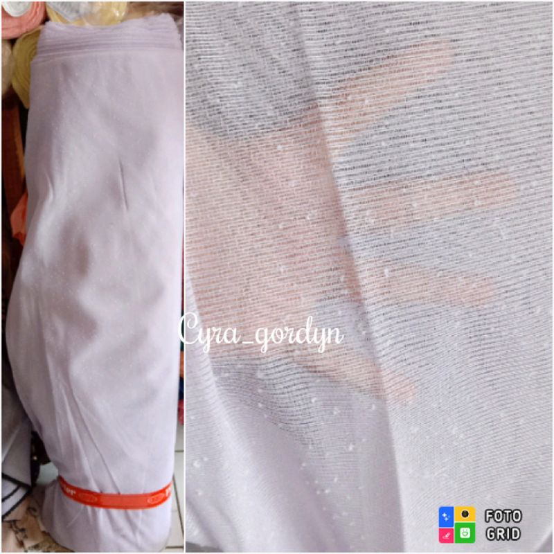 Bahan vitrase gerimis lokal warna ungu muda lebar kain 240cm