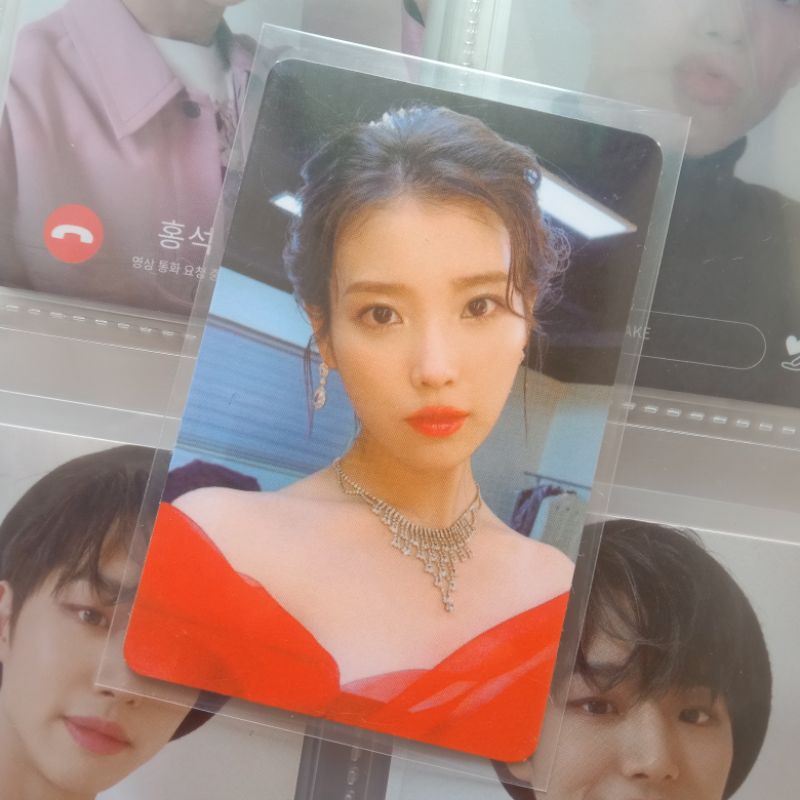 iu pc photocard md celebrity red dress official