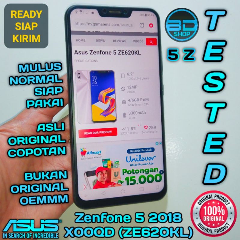ORIGINAL COPOTAN LCD Touchscreen Frame Bazzel ASUS ZENFONE 5 5Z 2018 X00QD ZE620KL - Z01RD ZS620KL