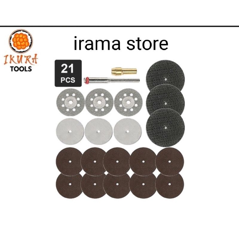IKURA 21 PCS Aksesoris Mata Bor Mini Die Grinder Tuner Potong Set Accessories