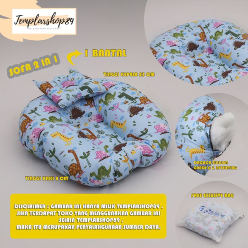 Cod 2 in 1 sofa bayi/ baby launger free bantal mahkota bayi motip triangel