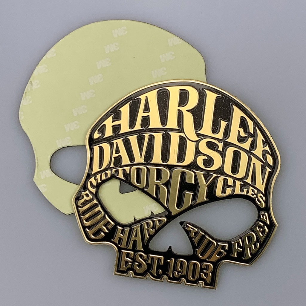 1pc Stiker emblem LOGO Harley Davidson 3D Bahan Aluminum Untuk Knalpot Motor Dyna Street Bob Rider XL 883