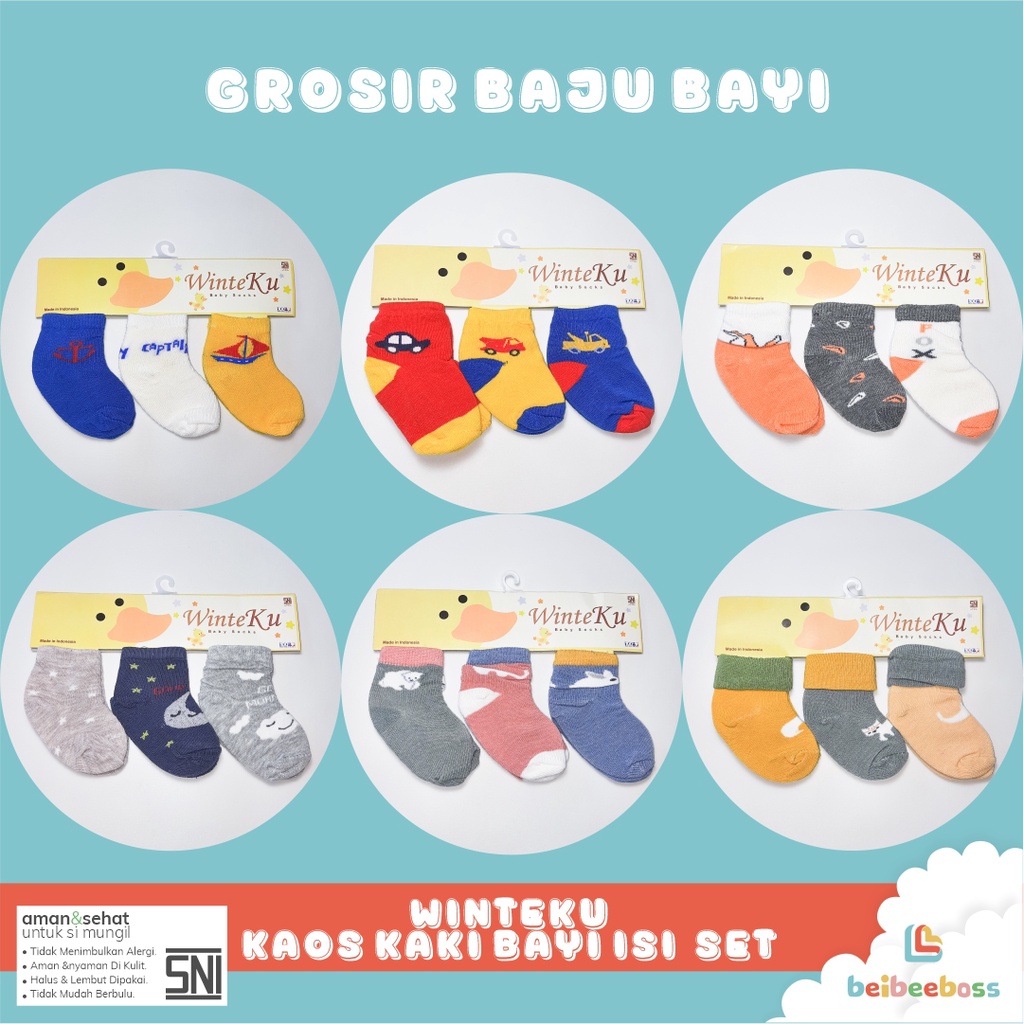 KAOS KAKI WINTEKU BABY KINGDOM BAYI   / KAOS KAKI BAYI MOTIF / GROSIR/  BOY/GIRL