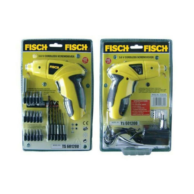 Set Lengkap Fisch Mesin Bor Chrager Baterai Alat Bor Cordless Screwdriver Portabel Serbaguna