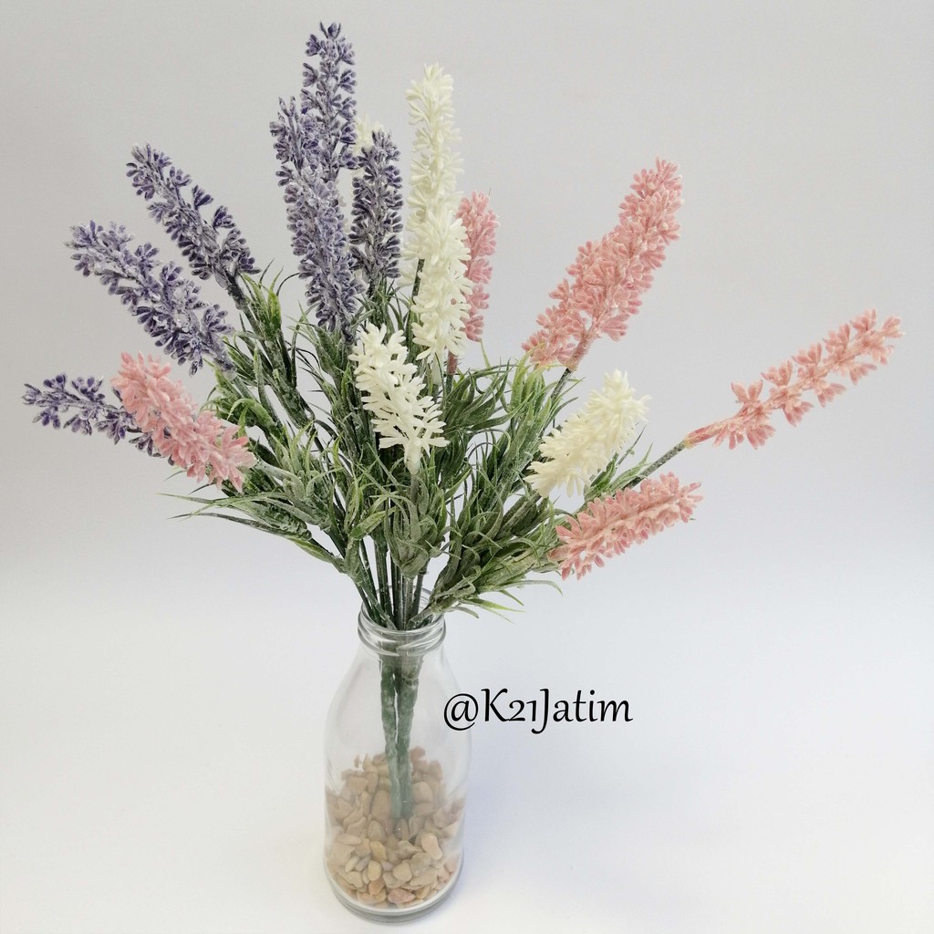 AF08 Bunga Plastik / Artificial Flower Lavender Snowy Import Dekorasi-7
