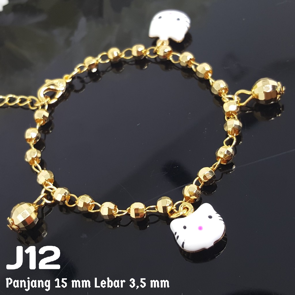 J12 Gelang Anak Hello Kitty Aksesoris Perhiasan Xuping Lapis Emas Asli