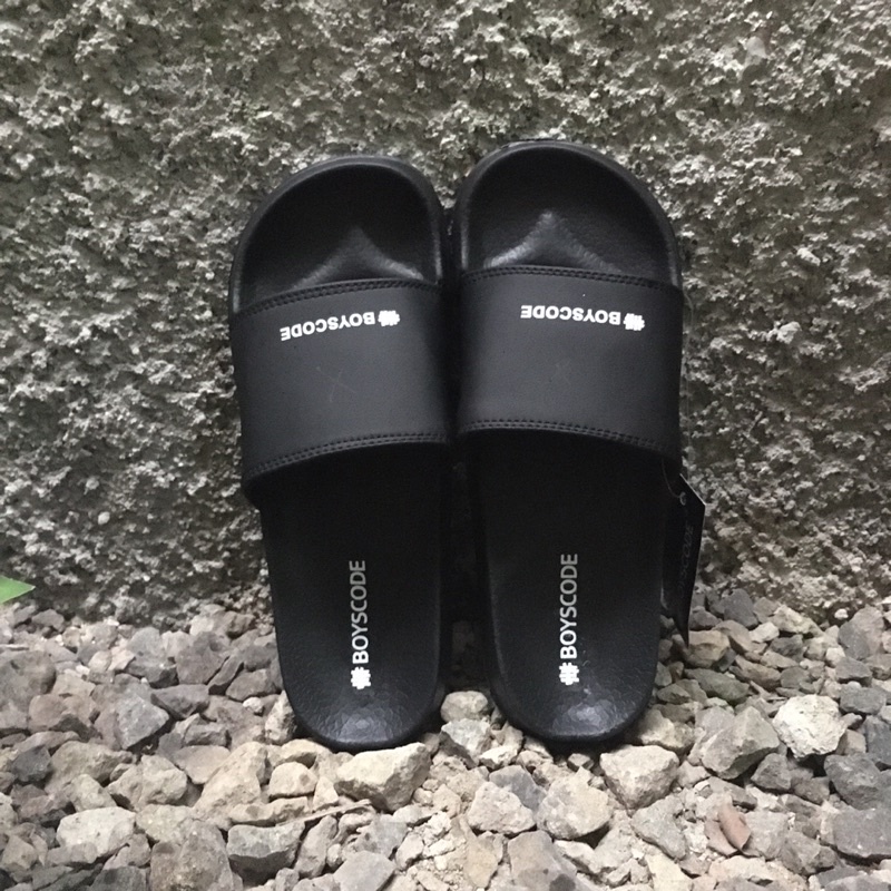 Sandal Slop Pria Wanita BOYSCODE POLOS / Sendal Flip Flop Vans Murah Berkualitas type 3 hitam