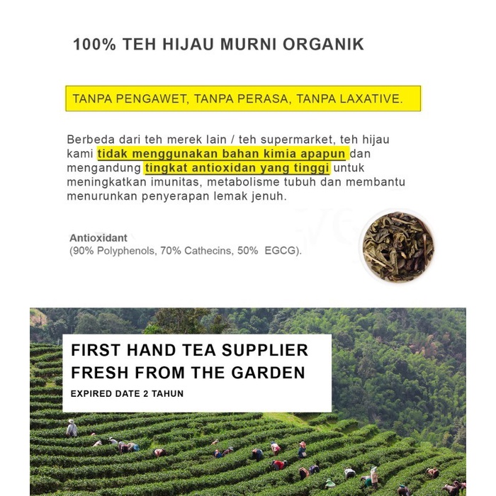 

B0621D Teh Hijau Green Tea Murni Organik Premium 054