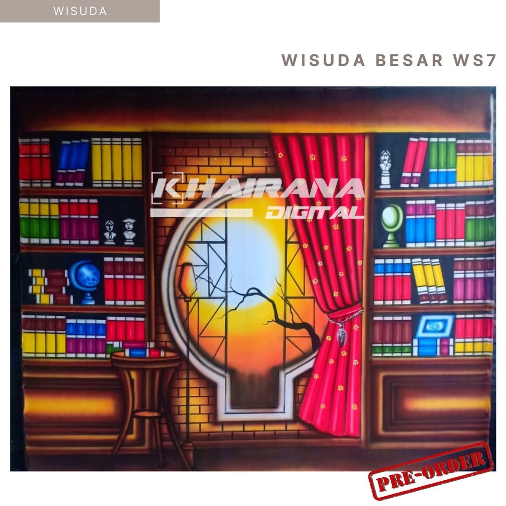 Background Backdrop Latar/Layar Studio Foto Wisuda besar gorden merah 3x5meter
