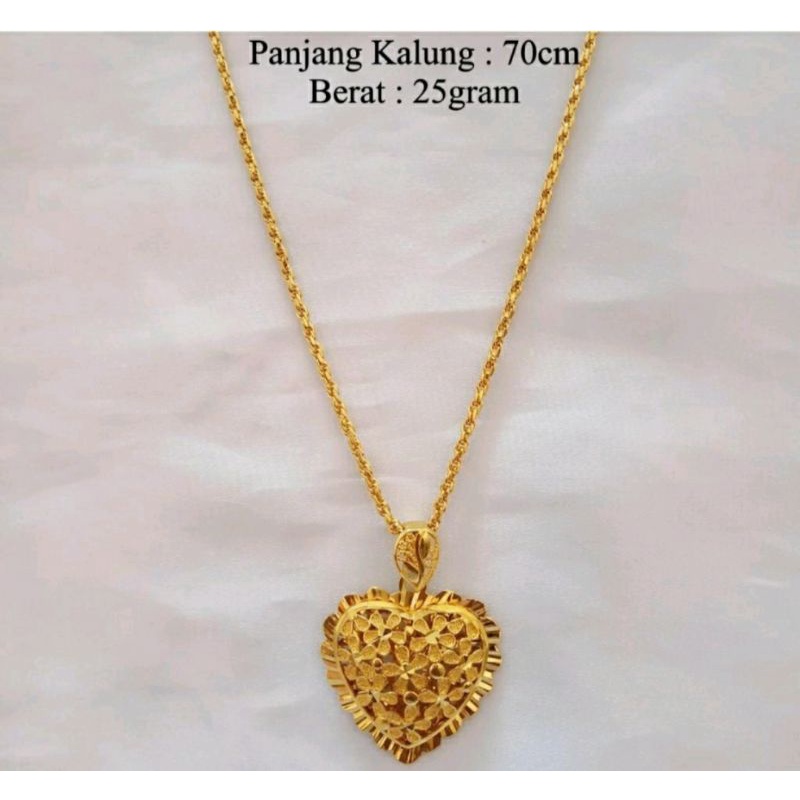 Kalung Tambang Lilit / kalung set Liontin love ukir