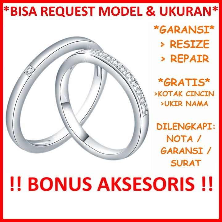 Bisa Pesan Model Cincin Kawin Perak Couple Tunangan Garansi Silver Asli Gratis Tulis Ukir Nama Id14