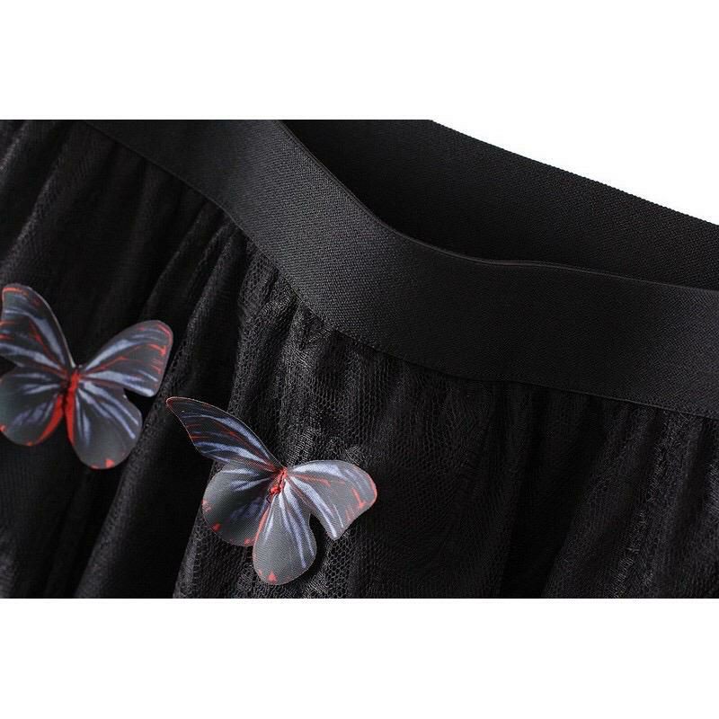 Rok Tutu 3D Import / Maxi Skirt Motif  Kupu Kupu Timbul