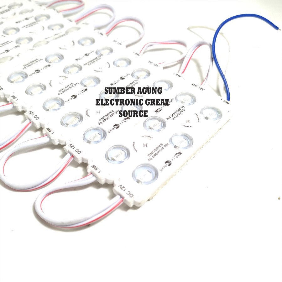 Modul LED DC 12v 1.5W Samsung 3Mata Gepeng Super Terang Warna Biru Blu