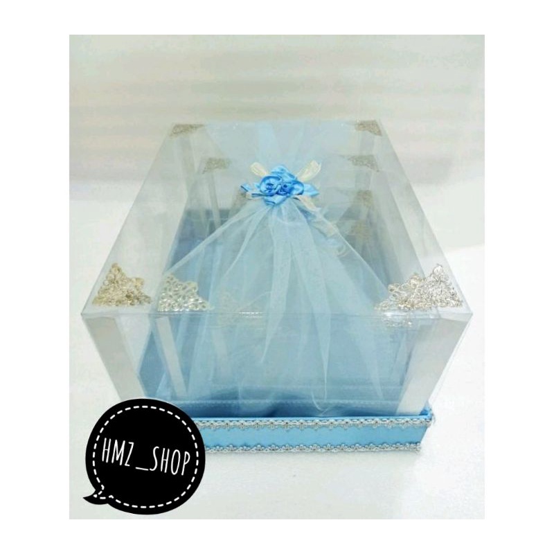 Kotak hantaran / kotak seserahan / box hantaran full mika model tile 1 set warna biru muda