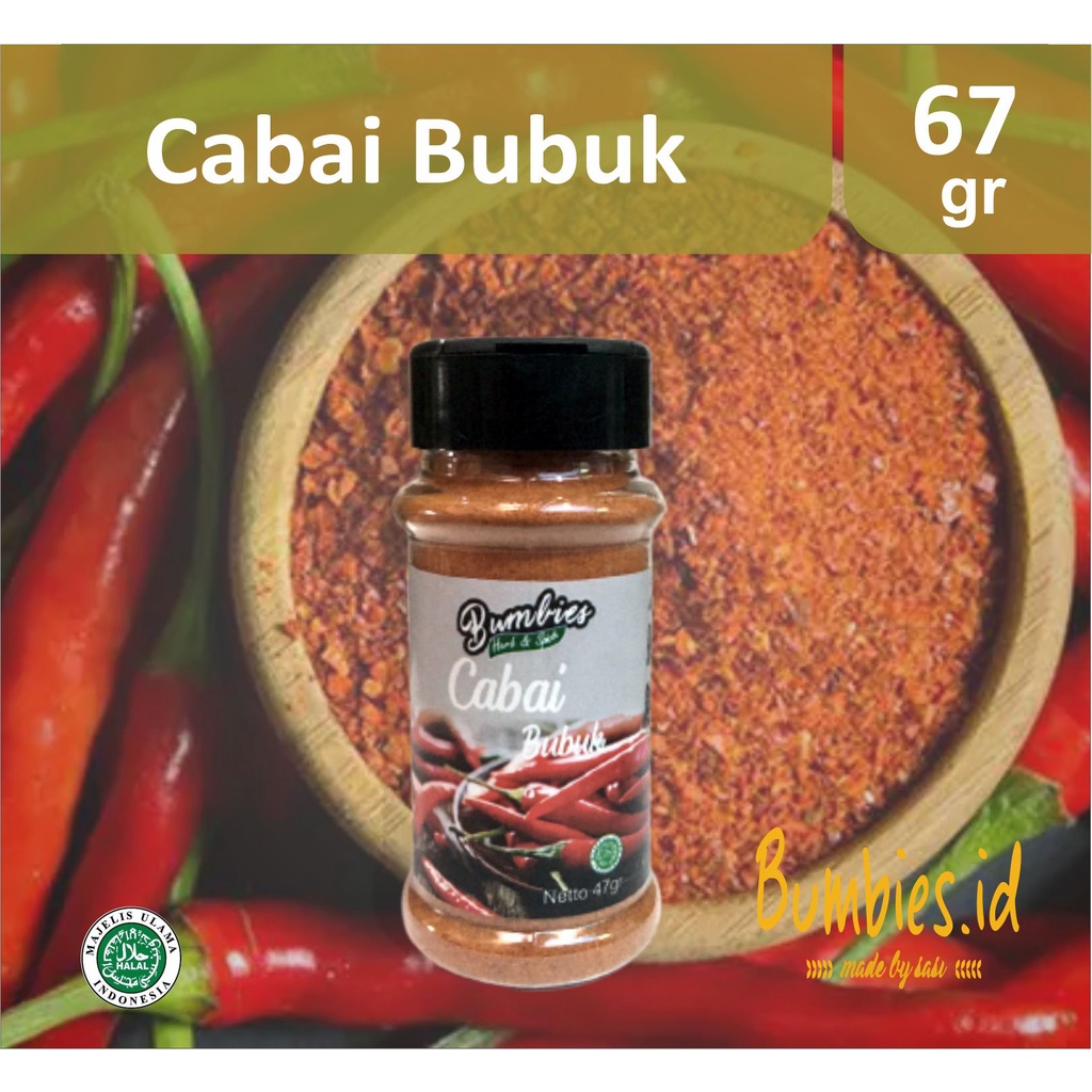 Cabai Bubuk 67gram 𝘽𝙪𝙢𝙗𝙞𝙚𝙨 𝙋𝙧𝙤𝙙𝙪𝙘𝙩 | Ground Chilli | Cabe Bubuk Super | Cabe Extra Pedas | Cabe Instan Botol