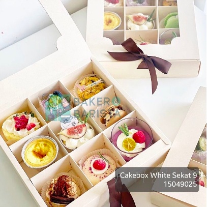 cakebox white sekat 6 / 9 box mini cake dessert premium mika kotak kue