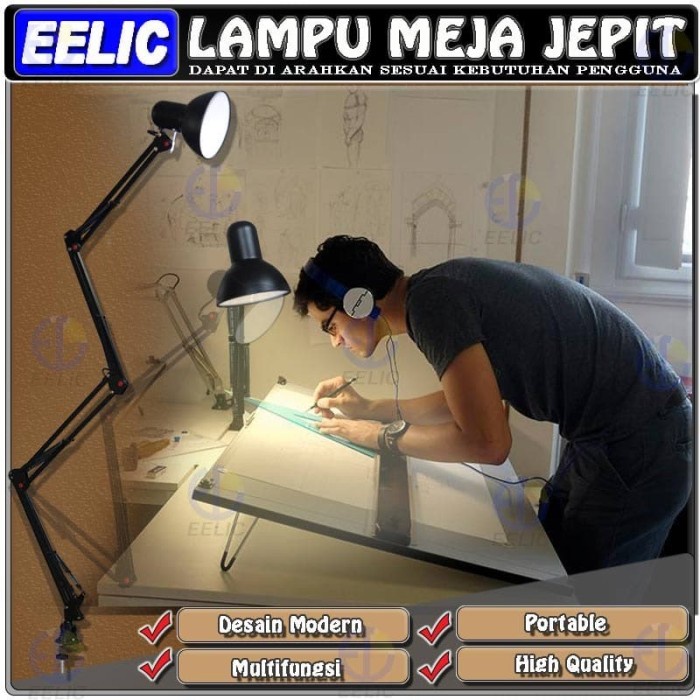 Lampu Meja - Eelic Elc-J010 Lampu Meja Jepit Lampu Meja Belajar Jepit Lampu Meja Ar