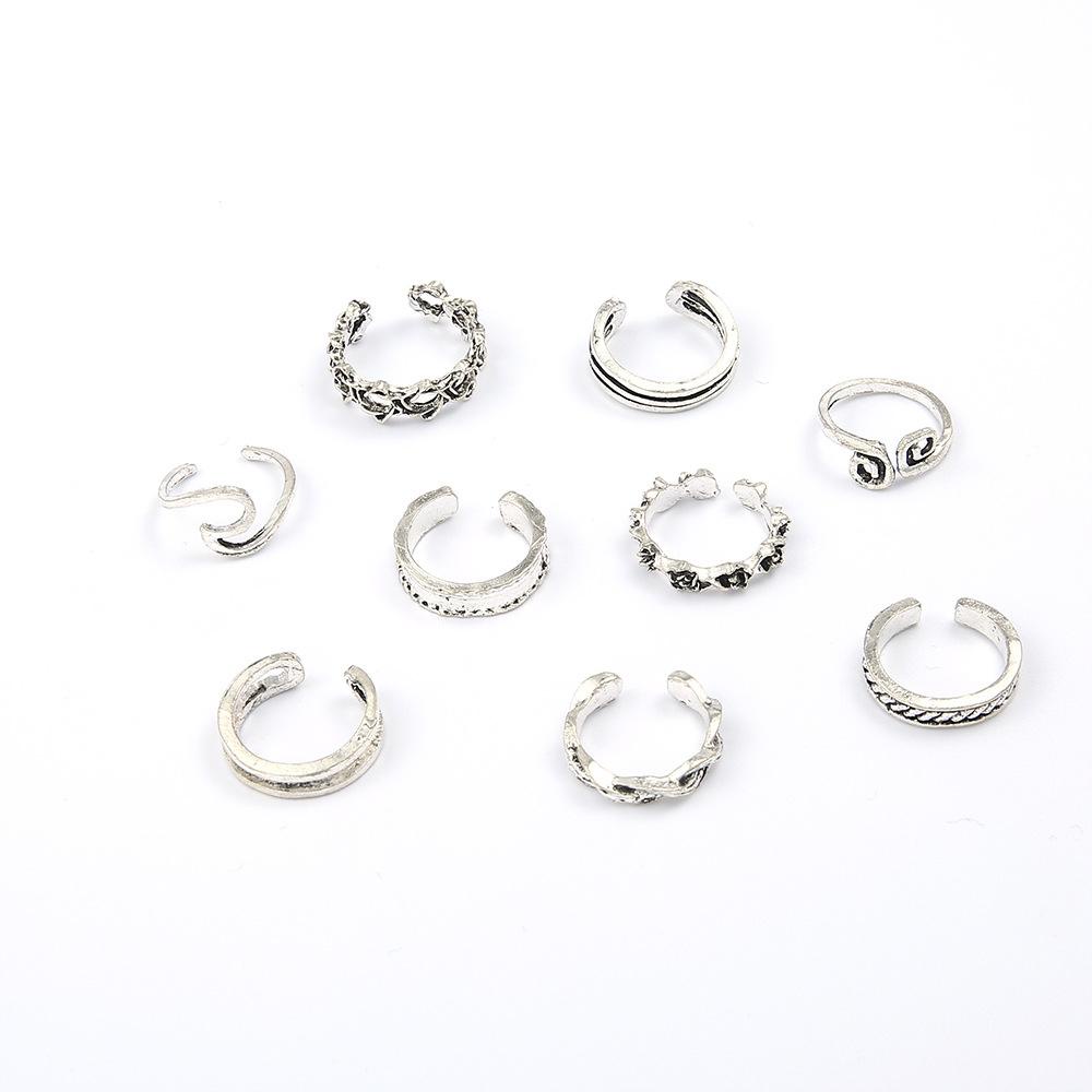 Preva 9PCS/Set Cincin Jari Kaki High Quality Ukir Perhiasan Kaki Unik