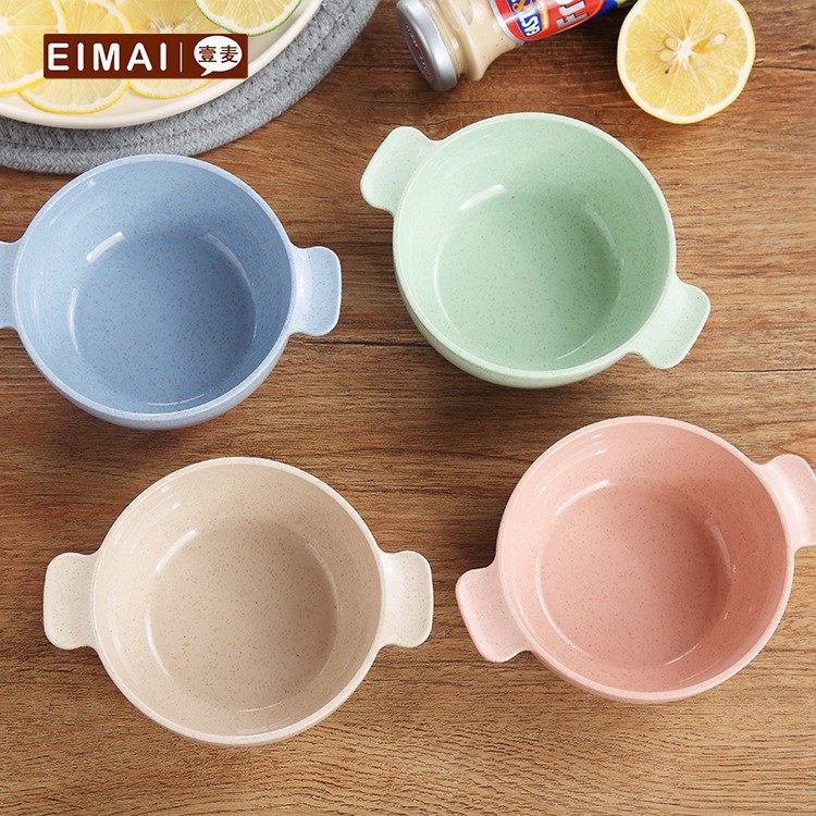 Mangkok Serbaguna Anti Jatuh Anti Pecah2 Bahan Jerami LS110 / MS4 Mangkok Makan Set 4pcs Wheat Straw