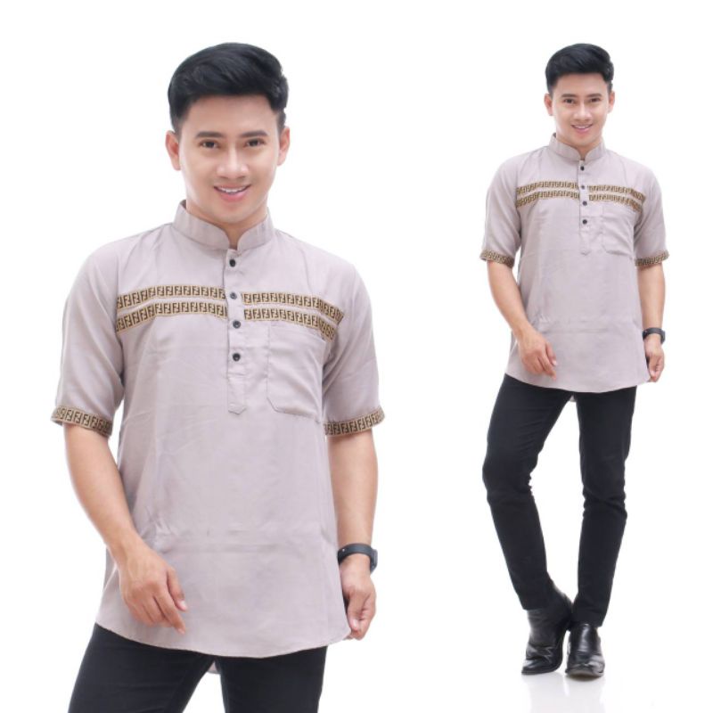 Baju Koko Kurta Dewasa Lengan Pendek M L XL Best Seller Koko Qurta Pakistan FF Matt katun adem tebal terbaru koko lebaran 2022 Hott Item kombinasi garis