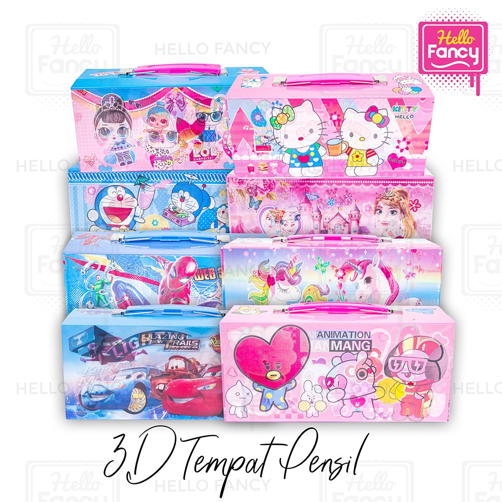 

Tempat Pensil Karakter Superhero Unicorn Doraemon Spiderman Hello Kitty 3D Hologram Password BB-3031