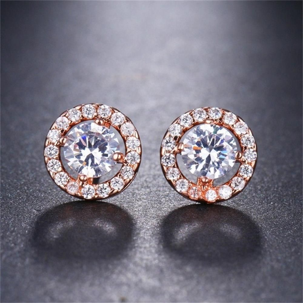 ROW New Earrings Piercing White Diamond Moissanite Stud Wedding Engagement Women Men Fashion Jewelry Gifts Shiny Zircon Round/Multicolor