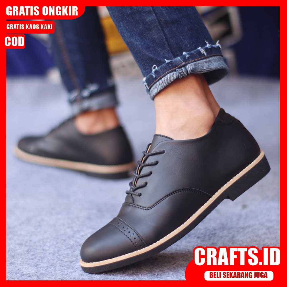 CRAFTS X ROHAN Sepatu Formal Pria Kulit Syntetic Sepatu Casual Pria Pantofel Kerja Cowok