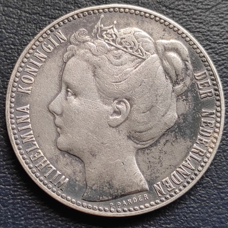 Uang Koin Perak Kuno 1 Gulden Wilhelmina Crown Tahun 1907 Silver Coin