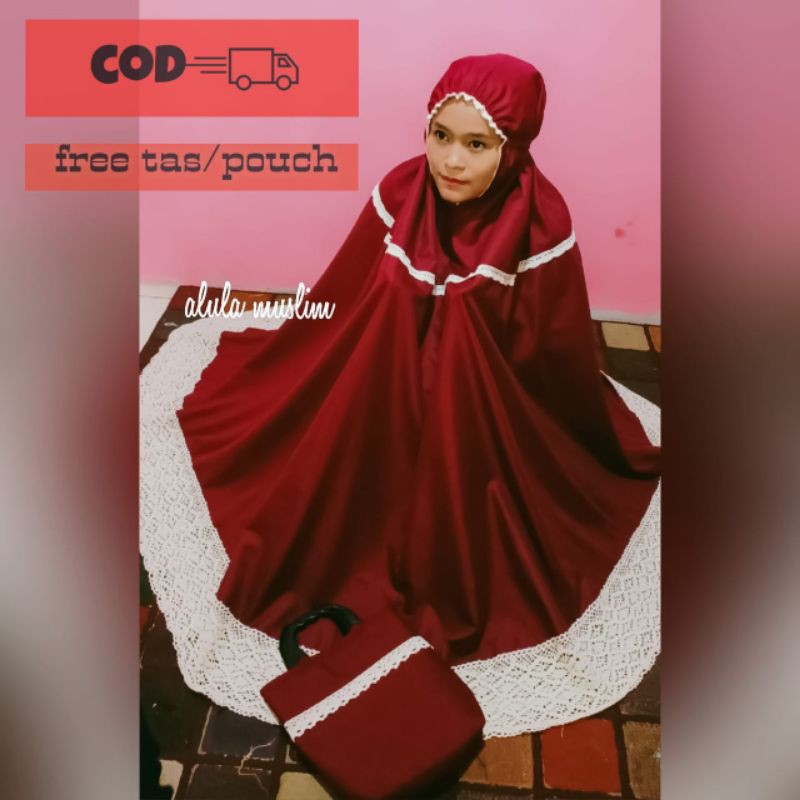 mukena katun polos rajut/mukena katun/mukena renda