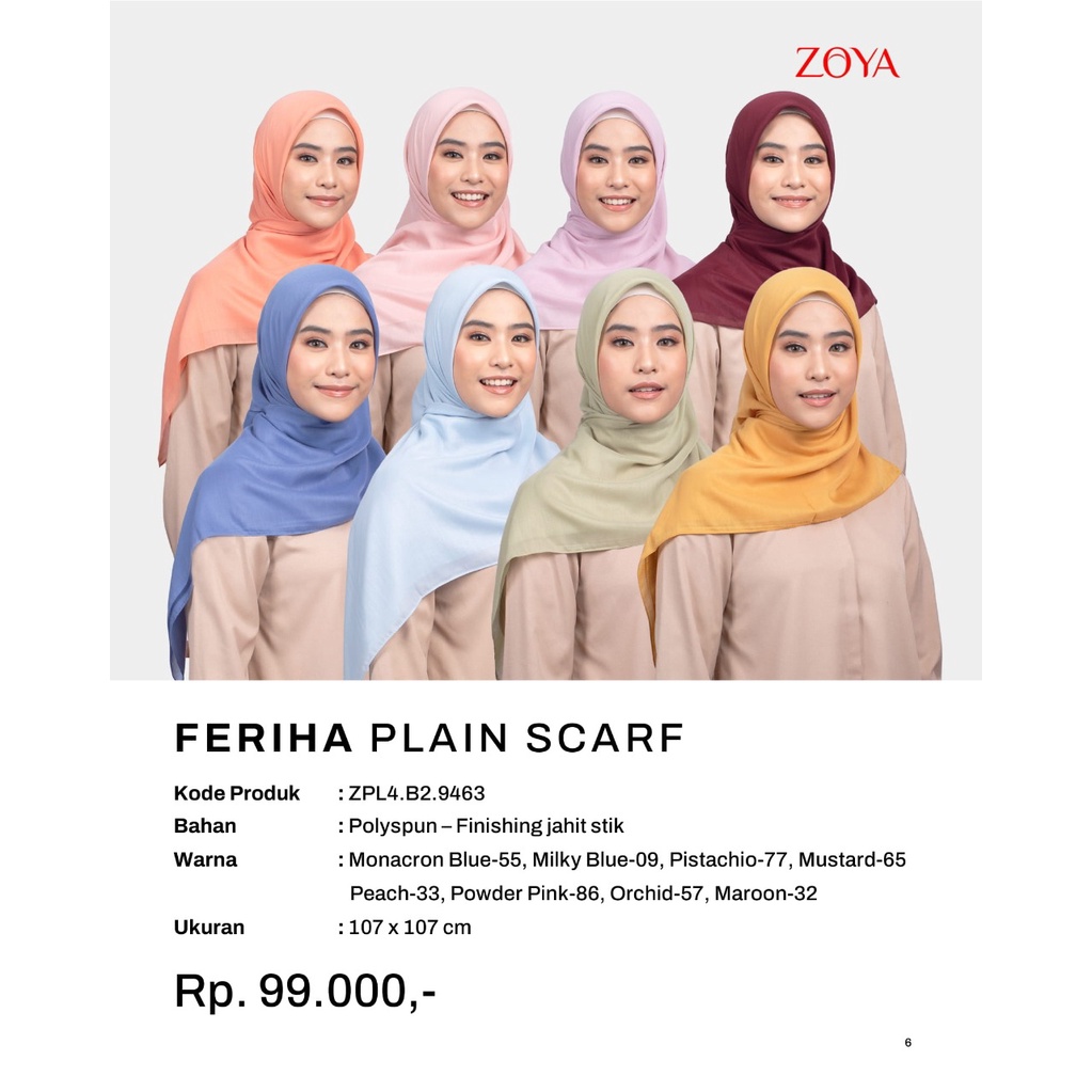 Feriha Scarf Kerudung Polos Segiempat by Zoya