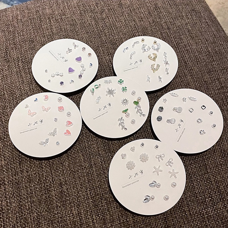 7 Pasang/Set Fashion Anting-Anting Set Liar Sederhana Dan Indah Kecil Telinga Studs Satu Minggu Perhiasan Wanita