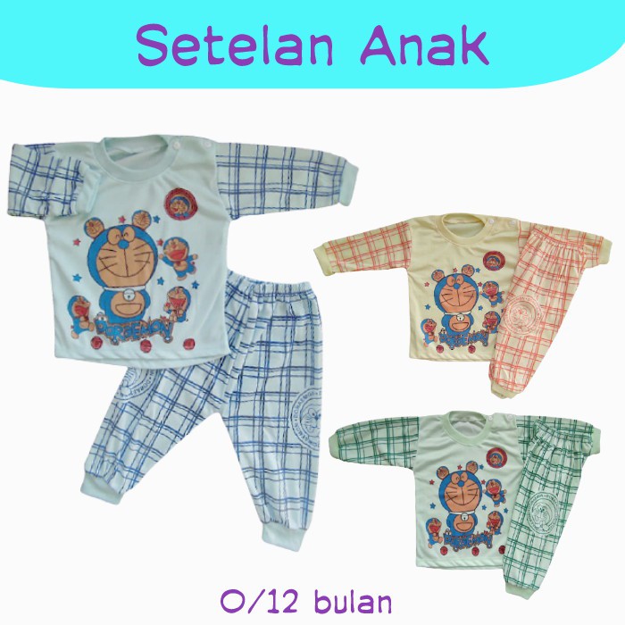 Piyama Anak Tangan Panjang | Setelan Anak 12 Bulan Motif Print