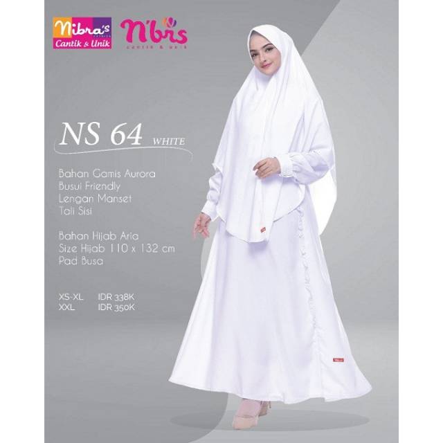 DISKON 10 % Gamis Syari Nibras NS 64 Putih