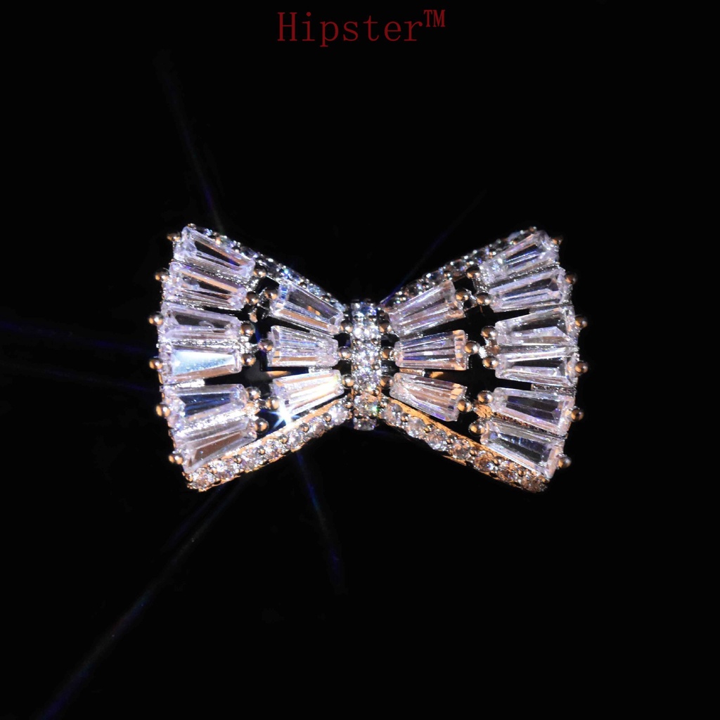 Super Fairy Bow Super Flash Diamond Stud Earrings High-Grade Necklace Sweet Light Luxury Rings Pendants Set